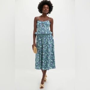 Blue Leafy Floral Maeve Midi Dress
